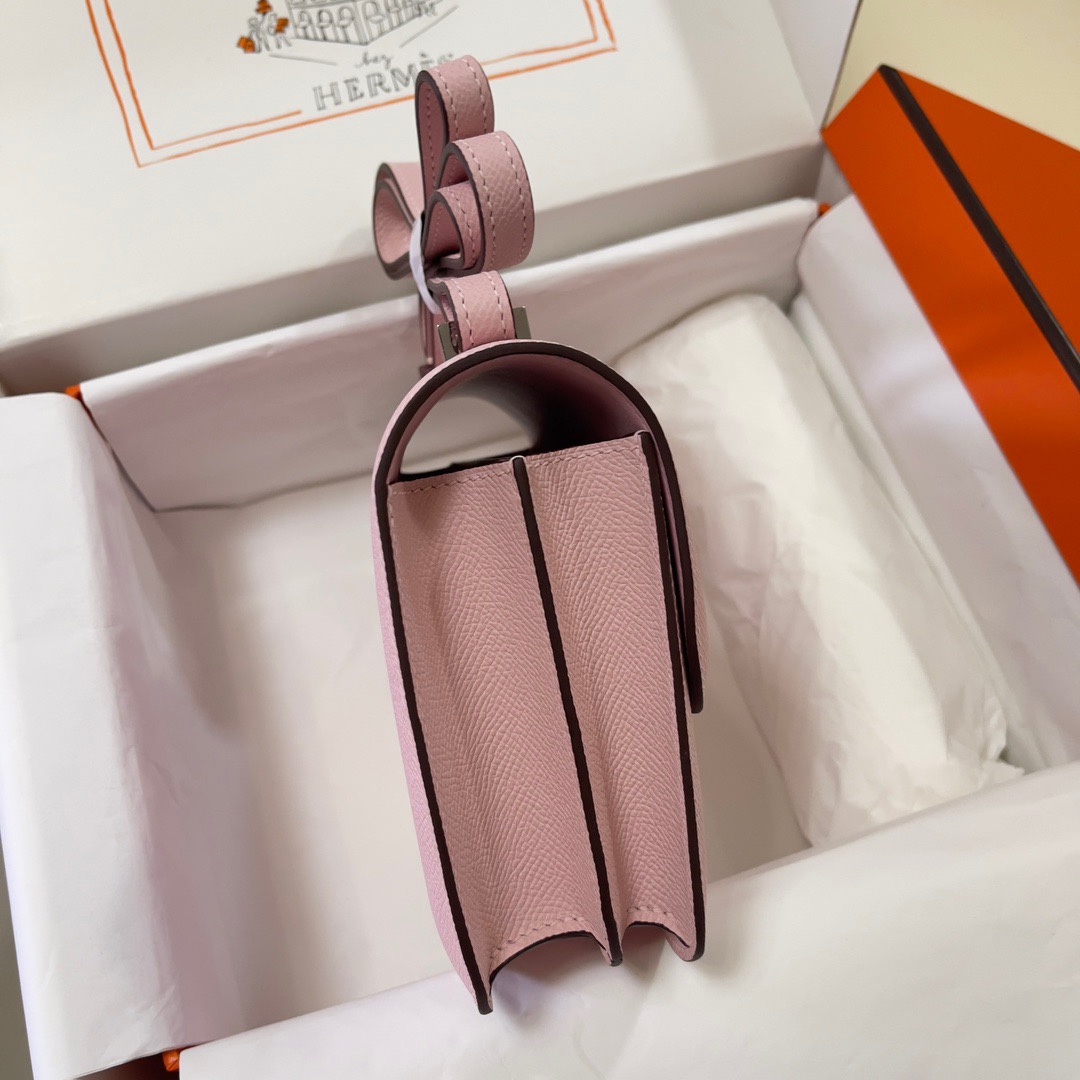 Hermes Constance 18 Mini Shoulder Bag In Pink Epsom Leather